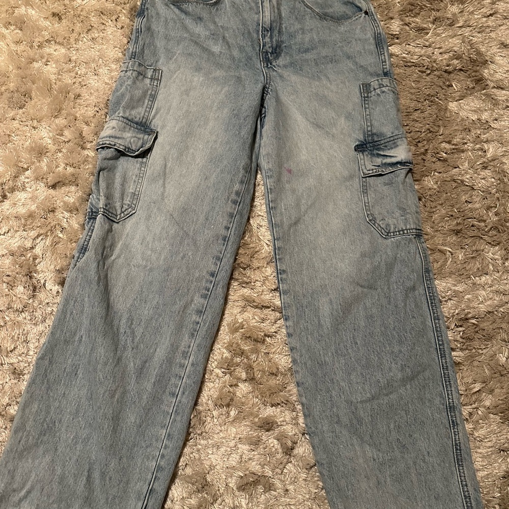 Empyre Light Blue Wide Leg Cargo Jeans (JNCO style)